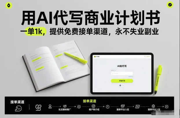 用AI代写商业计划书，一单1k，提供免费接单渠道，永不失业副业_抖汇吧