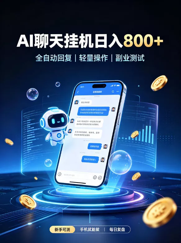 AI聊天挂G项目，日入800➕，全自动操作，适用个人副业，支持工作室矩阵操作【揭秘】_抖汇吧
