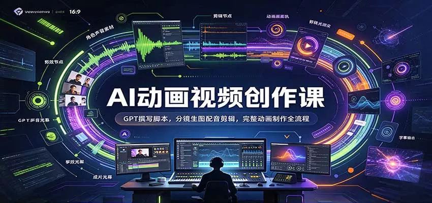 AI动画视频创作课：GPT撰写脚本，分镜生图配音剪辑，完整动画制作全流程_抖汇吧