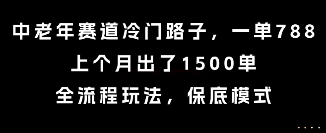 中老年赛道冷门路子，一单788，上个月出了1500单，全流程玩法，保底模式【揭秘】_抖汇吧