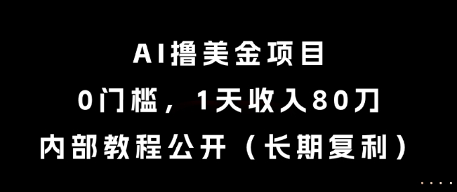 AI撸美金项目，0门槛，1天收入80刀，内部教程公开（长期复利）【揭秘】_抖汇吧
