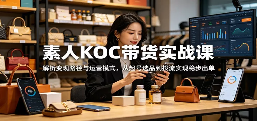 素人KOC带货实战课：解析变现路径与运营模式，从起号选品到投流实现稳步出单_抖汇吧
