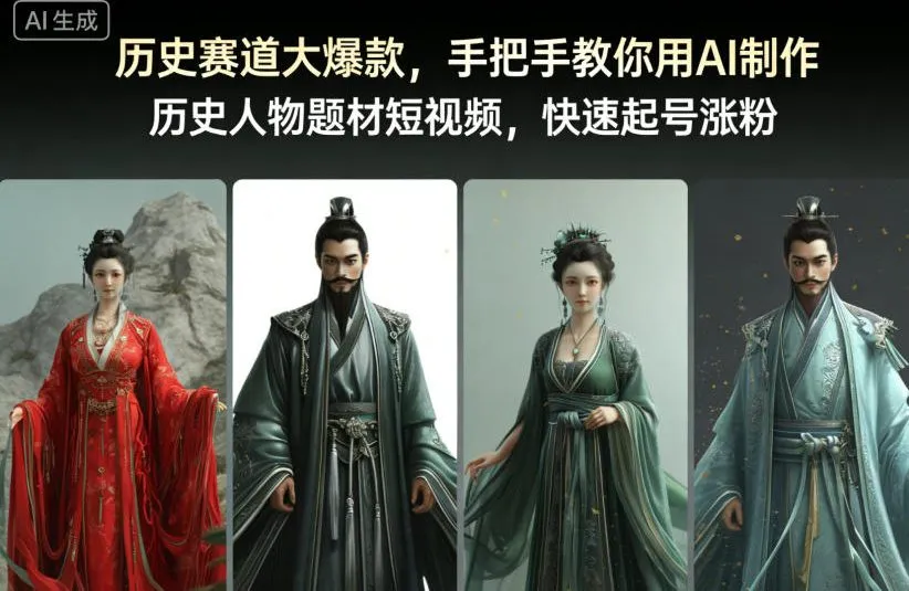 历史赛道大爆款，手把手教你用AI制作历史人物题材短视频，快速起号涨粉_抖汇吧