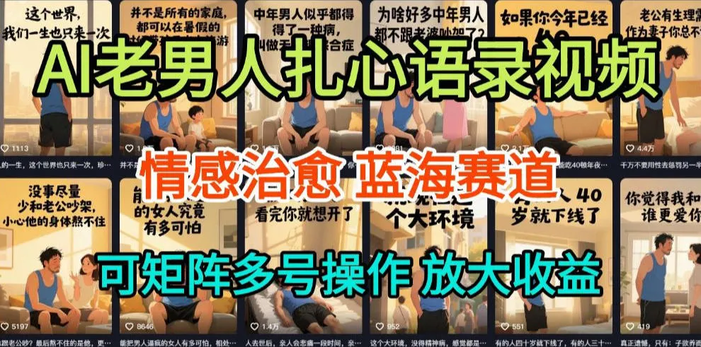 AI制作老男人扎心语录，5分钟一条，操作简单，流量非常大，保姆级教程_抖汇吧