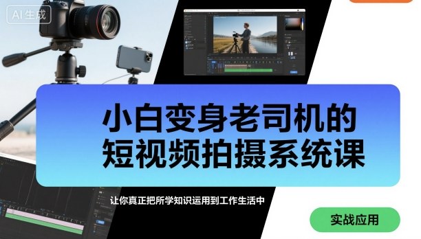 小白变身老司机的短视频拍摄系统课，让你真正把所学知识运用到工作生活中_抖汇吧