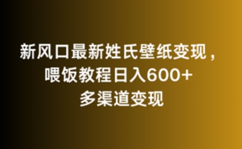 新风口最新姓氏壁纸变现，喂饭教程日入600+【揭秘】_抖汇吧