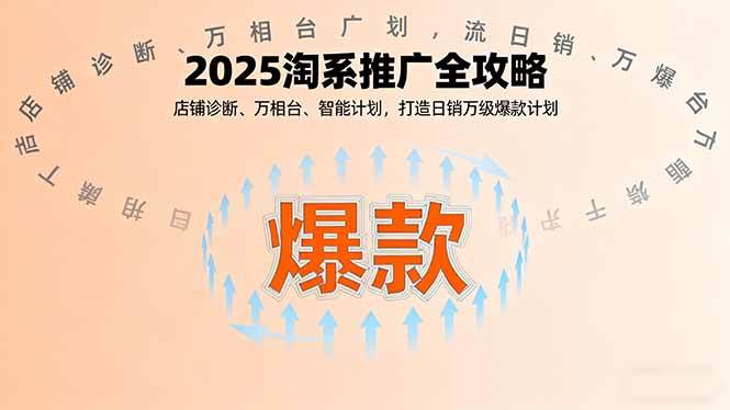 （16067期）2025淘系推广全攻略，店铺诊断、万相台、智能计划，打造日销万级爆款计划_抖汇吧