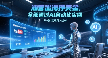 油管出海挣美金，全部通过AI自动化实操，从0到1实现月入过W_抖汇吧