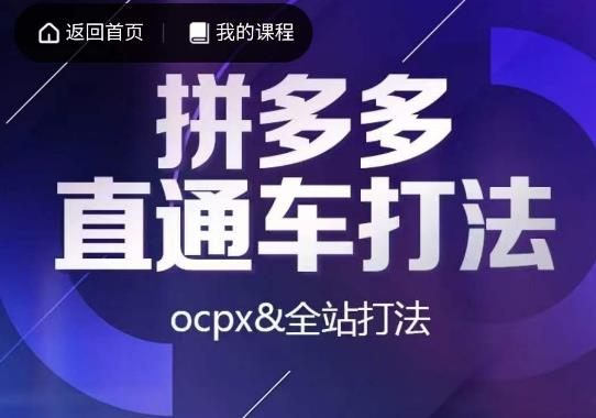 互力·拼多多直通车实战课程，掌握OCPX和全站推广的打法_抖汇吧