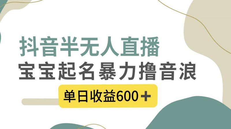 抖音半无人直播，宝宝起名，暴力撸音浪，单日收益600+_抖汇吧