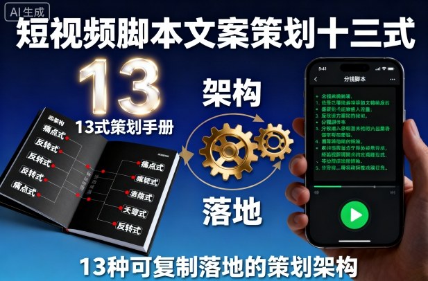 短视频脚本文案策划十三式，13种可复制落地的策划架构_抖汇吧