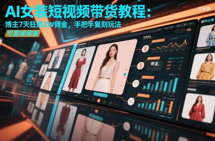 AI女装短视频带货教程：博主7天狂賺2W佣金，手把手复刻玩法，可直接照搬_抖汇吧