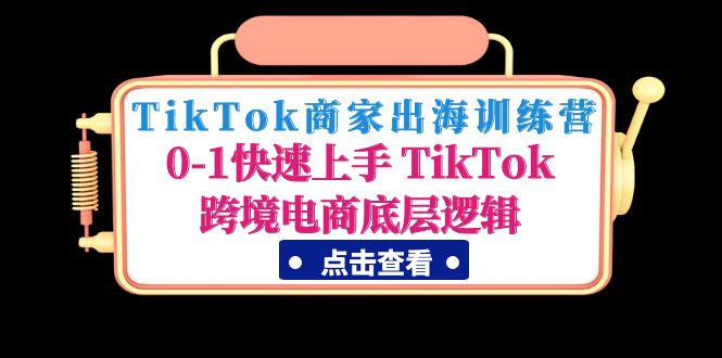 TikTok商家出海训练营：0-1快速上手 TikTok跨境电商底层逻辑_抖汇吧