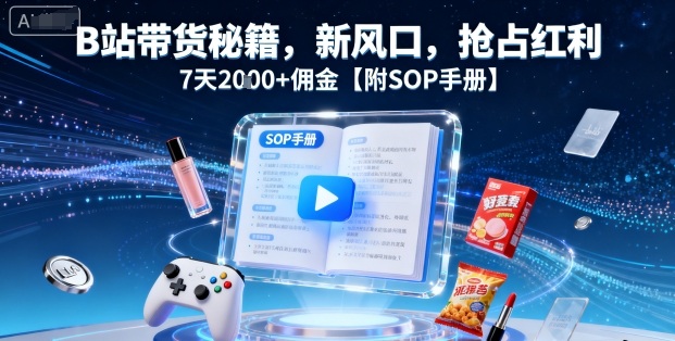 B站带货秘籍，新风口，抢占红利，7天2k+佣金【附SOP手册】_抖汇吧