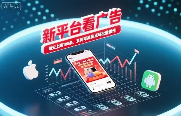 新台看广告，养好机一条5毛到5块，单机日入30到100，支持苹果安卓，可批量操作。_抖汇吧