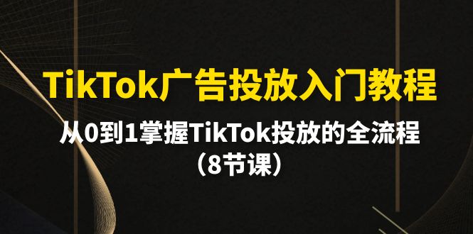TikTok广告投放入门教程，从0到1掌握TikTok投放的全流程（8节课）_抖汇吧