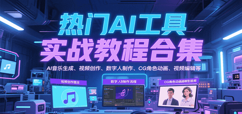 热门AI工具实战教程合集，AI音乐生成、视频创作、数字人制作、CG角色动画、视频编辑等_抖汇吧