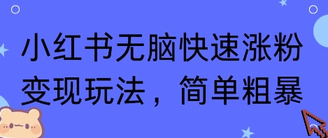 小红书无脑快速涨粉变现玩法，简单粗暴_抖汇吧