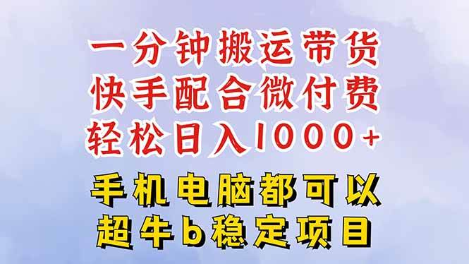 （16285期）快手黑科技一分钟搬运带货，一刀不剪过原创，微付费投流玩法，轻松日入…_抖汇吧
