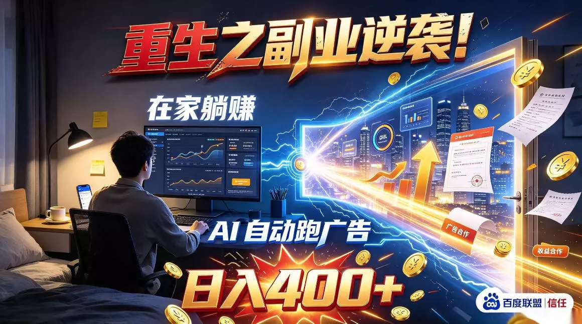 重生之副业逆袭！在家躺赚AI自动跑广告日入400+，无需人工操作【揭秘】_抖汇吧