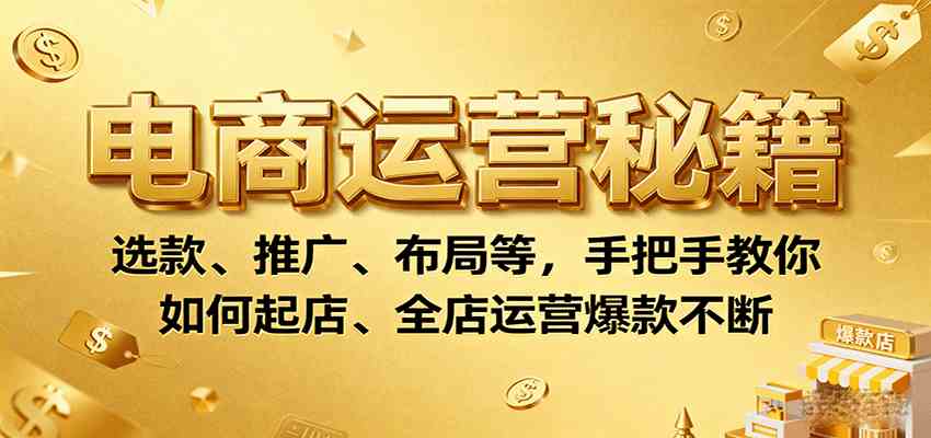 电商运营秘籍：选款、推广、布局等，手把手教你如何起店、全店运营爆款不断_抖汇吧