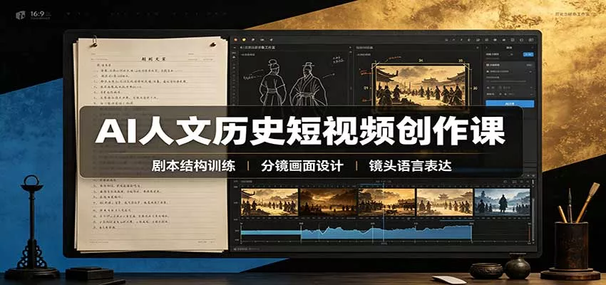 AI人文历史短视频创作课：赛道对标、剧本分镜制图，掌握视频完整产出流程_抖汇吧