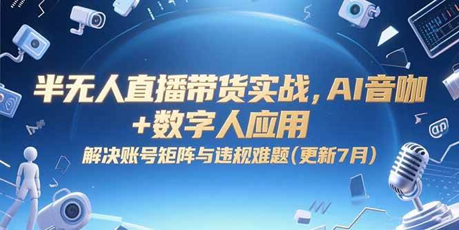 （15280期）半无人直播带货实战，AI音咖+数字人应用 解决账号矩阵与违规难题(更新7月)_抖汇吧