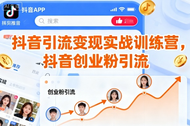抖音引流变现实战训练营，抖音创业粉引流_抖汇吧