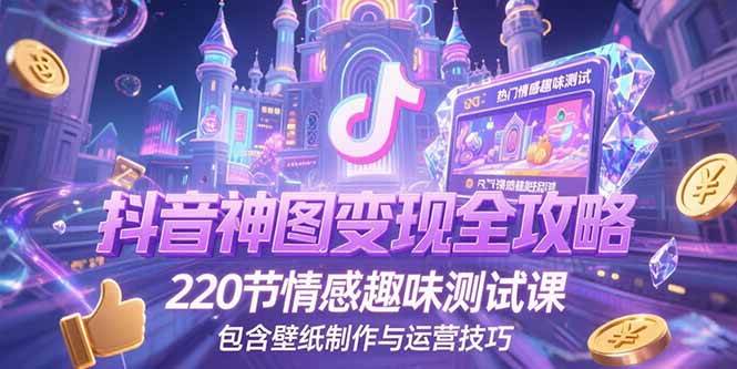 （15264期）抖音神图变现全攻略，220节情感趣味测试课，包含壁纸制作与运营技巧_抖汇吧