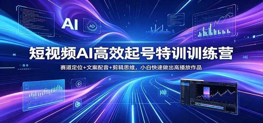 短视频AI高效起号特训训练营：赛道定位+文案配音+剪辑思维，小白快速做出高播放作品_抖汇吧