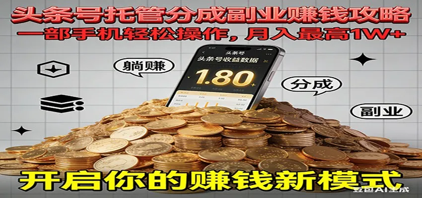 全程托管今日头条，一部手机就可以开干，最高躺赚1W+_抖汇吧