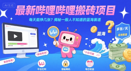 最新哔哩哔哩上B站搬砖项目，每天能挣几张？揭秘一般人不知道的蓝海赛道_抖汇吧