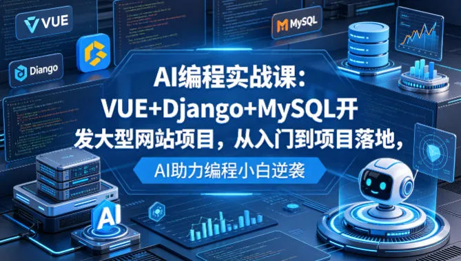 AI编程实战课：VUE+Django+MySQL开发大型网站项目，从入门到项目落地，AI助力编程小白逆袭_抖汇吧