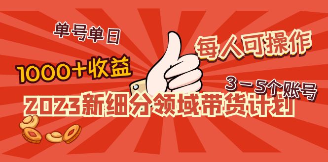 2023新细分领域带货计划：单号单日1000+收益不难，每人可操作3-5个账号_抖汇吧