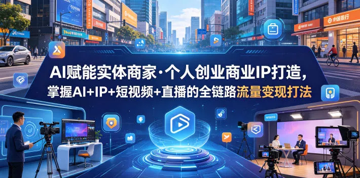 AI赋能实体商家·个人创业商业IP打造,掌握AI+IP+短视频+直播的全链路流量变现打法