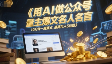 用AI做公众号流量主爆文名人名言，10分钟一篇爆文，最高月入5位数_抖汇吧