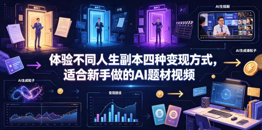 体验不同人生副本四种变现方式，适合新手做的AI题材视频_抖汇吧