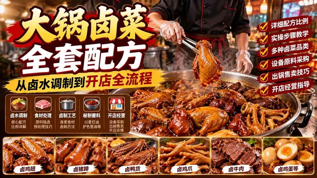 （21232期）大锅卤菜全套配方，从卤水调制到开店全流程，感觉学会了去摆摊也不错_抖汇吧