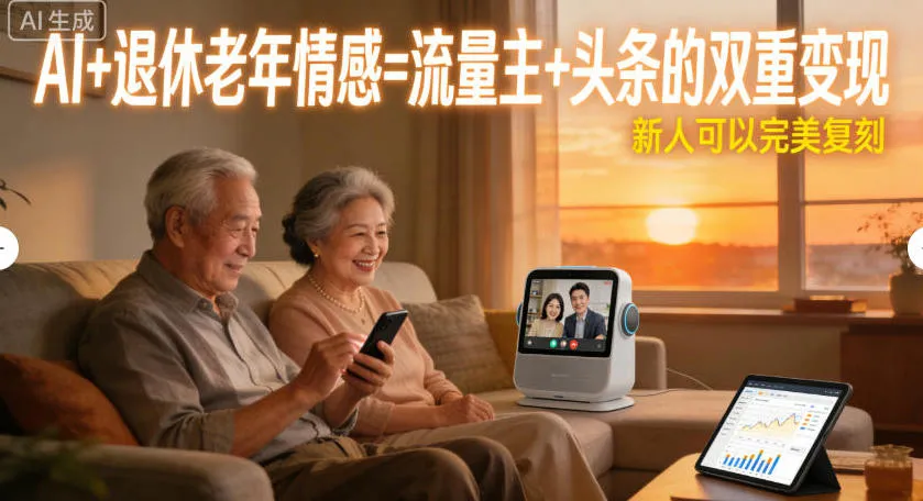 AI+退休老年情感=流量主+头条的双重变现，新人可以完美复刻_抖汇吧