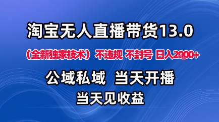 淘宝无人直播13.0，公域私域技术，不封号，不违规布局下半年旺季赛道，日入1K+（独家技术）【揭秘】_抖汇吧
