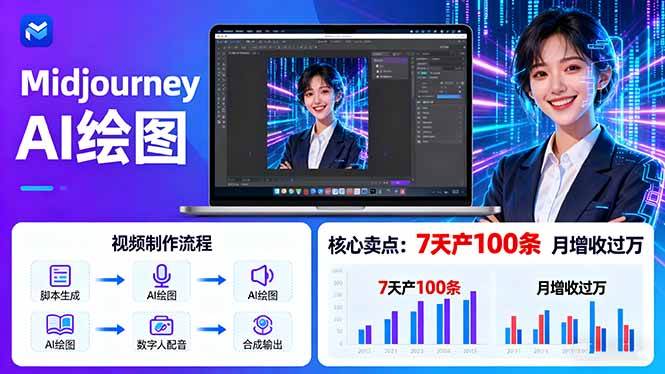 （16049期）AI绘图照片开口说话视频制作：Midjourney+数字人，7天产100条月增收过万_抖汇吧