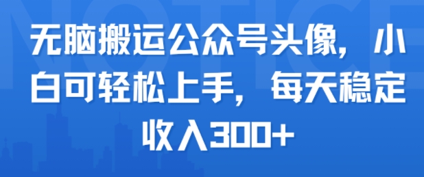 无脑搬运公众号头像，小白可轻松上手，每天稳定收入3张+_抖汇吧