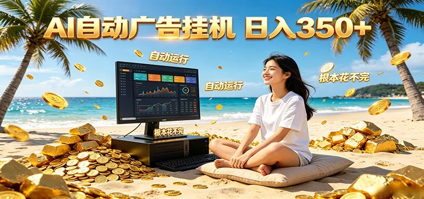 AI自动广告挂机 日入350+ 真正做到躺赚式变现，根本花不完！_抖汇吧