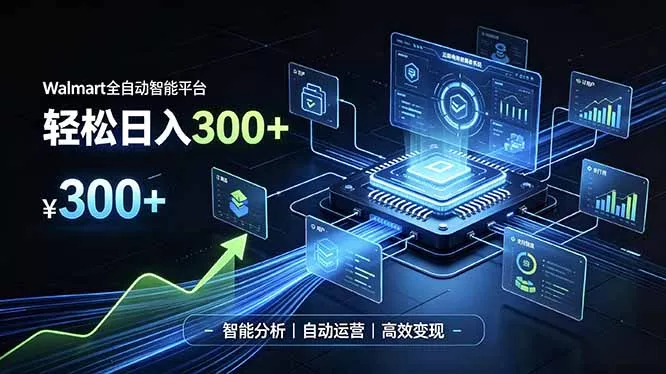 Walmart全自动智能平台，轻松日入300+一站式跨境智能运营工具。无需复杂实操_抖汇吧