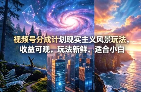 视频号分成计划现实主义风景玩法，收益可观，玩法新鲜，适合小白_抖汇吧