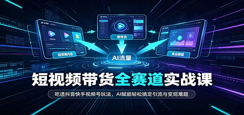 短视频带货全赛道：吃透抖音快手视频号玩法，AI赋能轻松搞定引流与变现难题_抖汇吧