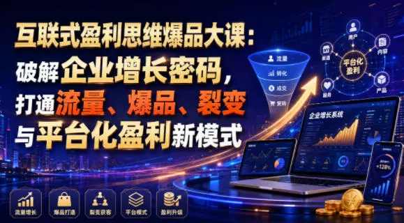 互联式盈利思维爆品大课：破解企业增长密码，打通流量、爆品、裂变与平台化盈利新模式_抖汇吧