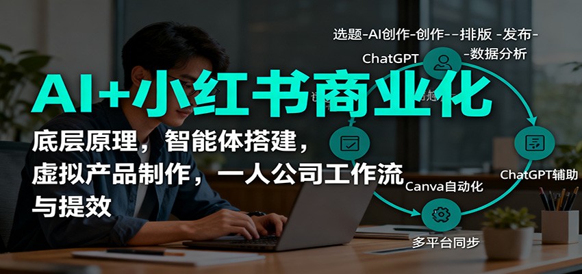 AI+小红书商业化,底层原理,智能体搭建,虚拟产品制作,一人公司工作流与提效_抖汇吧
