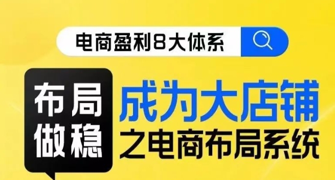 八大体系布局篇·布局做稳，成为大店的电商布局线上课_抖汇吧