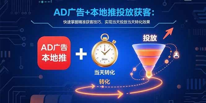（15637期）AD广告+本地推投放获客：快速掌握精准获客技巧，实现当天投放当天转化效果_抖汇吧
